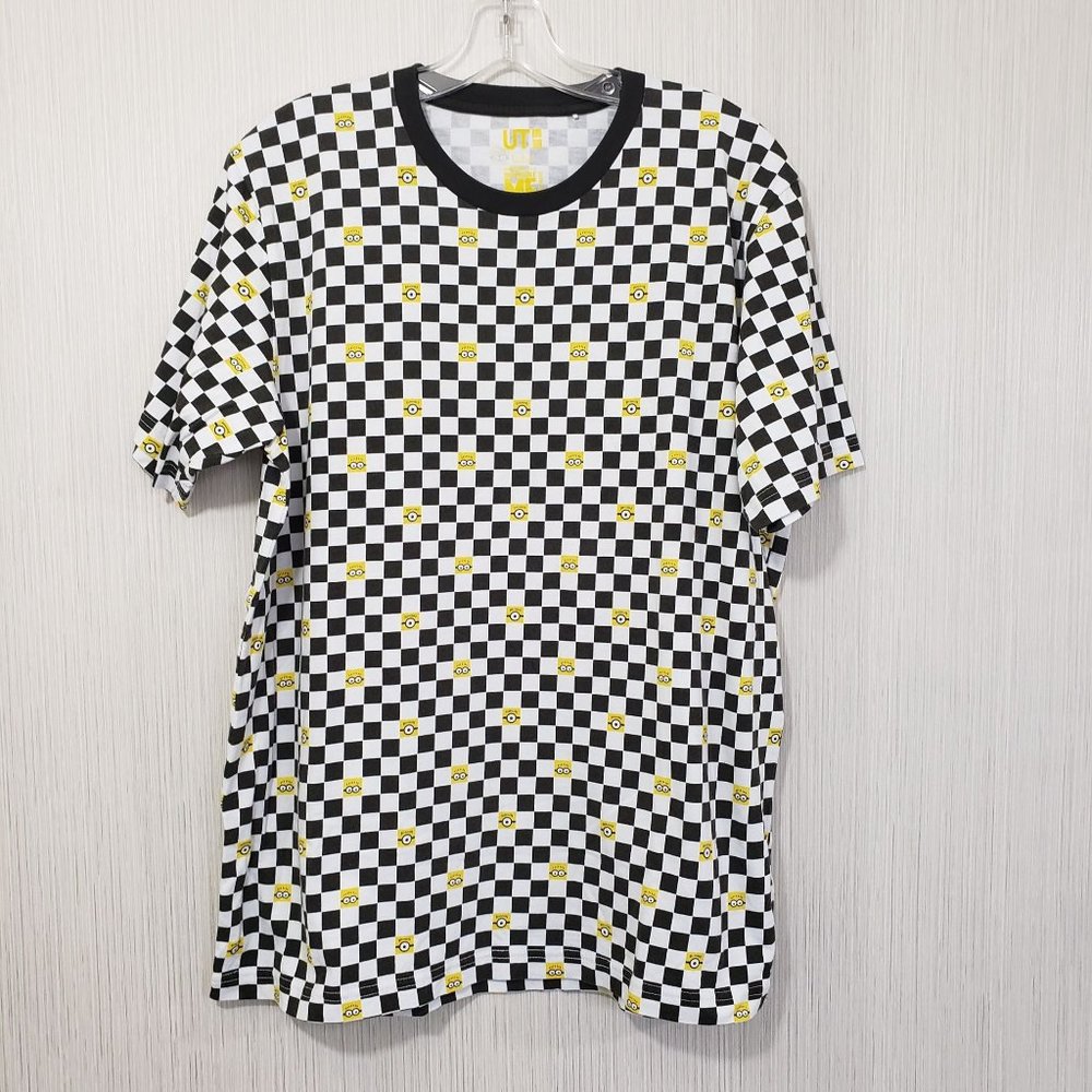Uniqlo Despicable Me‎ Minion Checkered Crew Neck Shirt